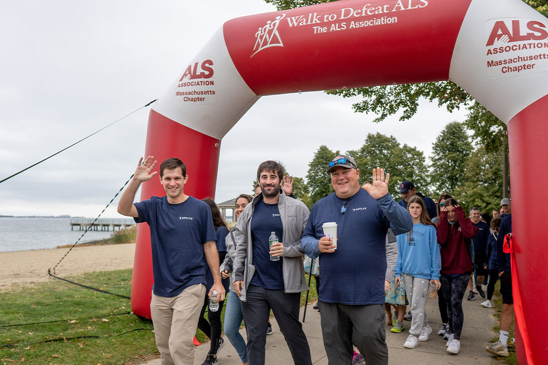 Members of the Amylyx team complete an ALS walk together