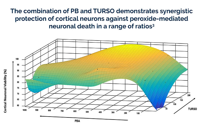 Graphic displaying the combination of PB and TURSO and its impact on Cortical Neuronal Viability