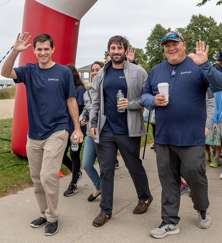 Members of the Amylyx team complete an ALS walk together