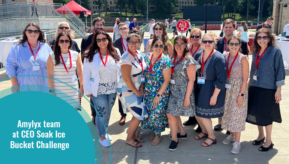 Amylyx employees at CEO Soak Ice Bucket Challenge.
